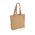 Recycled canvas shopping bag with pocket, 240 g/m² light brown colour