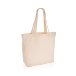 Recycled canvas shopping bag with pocket, 240 g/m² off white colour