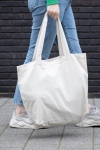 Recycled canvas shopping bag with pocket, 240 g/m² off white colour