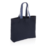 Large promotional recycled canvas bag, 240 g/m² navy-blue colour