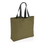 Large promotional recycled canvas bag, 240 g/m² dark green colour