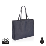 Spacious recycled shopping bag, 320 g/m² denim blue colour