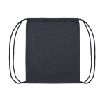 Recycled fabric drawstring backpacks, 320 g/m² denim blue colour