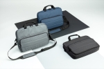 Eco laptop briefcase with handle and shoulder strap, 15.6” navy-blue colour