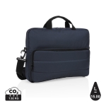 Eco laptop briefcase with handle and shoulder strap, 15.6” navy-blue colour