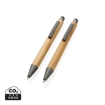 Bamboo pen and blue ink ballpoint set in box wood colour
