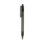 Transparent blue ink pen in recycled materials black colour