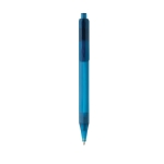 Transparent blue ink pen in recycled materials blue colour