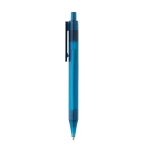 Transparent blue ink pen in recycled materials blue colour
