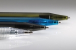 Transparent blue ink pen in recycled materials blue colour