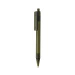 Transparent blue ink pen in recycled materials dark green colour