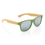 Recycled plastic and bamboo sunglasses, UV400 green colour