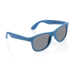 Promotional sunglasses in recycled plastic, UV400 blue colour