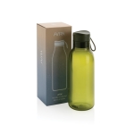 100% RPET bottle with carry handle and printed logo, 500 ml green colour