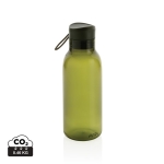 100% RPET bottle with carry handle and printed logo, 500 ml green colour