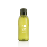100% RPET bottle with carry handle and printed logo, 500 ml green colour