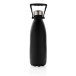 Large, branded thermal bottle with carry handle, 1.5 L black colour