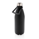 Large, branded thermal bottle with carry handle, 1.5 L black colour