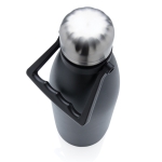 Large, branded thermal bottle with carry handle, 1.5 L black colour