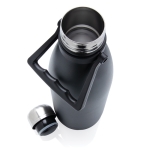 Large, branded thermal bottle with carry handle, 1.5 L black colour