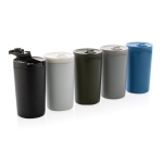 Recycled thermal mug with anti-drip lid, 300 ml blue colour