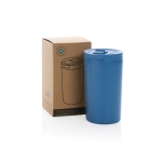 Recycled thermal mug with anti-drip lid, 300 ml blue colour
