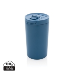 Recycled thermal mug with anti-drip lid, 300 ml blue colour