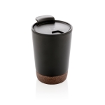 Personalised stainless steel thermal mug with cork base, 300 ml black colour