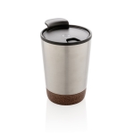 Personalised stainless steel thermal mug with cork base, 300 ml silver colour