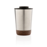 Personalised stainless steel thermal mug with cork base, 300 ml silver colour