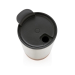Personalised stainless steel thermal mug with cork base, 300 ml silver colour