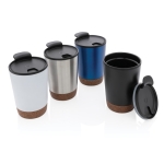 Personalised stainless steel thermal mug with cork base, 300 ml silver colour