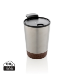 Personalised stainless steel thermal mug with cork base, 300 ml silver colour