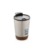 Personalised stainless steel thermal mug with cork base, 300 ml silver colour