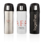 Recycled stainless steel thermos with secure lid, 300 ml white colour