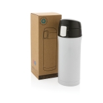 Recycled stainless steel thermos with secure lid, 300 ml white colour