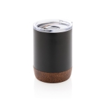 Compact, branded thermal mug with cork base, 180 ml black colour