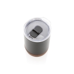 Compact, branded thermal mug with cork base, 180 ml black colour