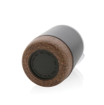 Compact, branded thermal mug with cork base, 180 ml black colour