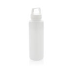 Branded recycled plastic bottle with handle, 500 ml white colour