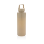 Branded recycled plastic bottle with handle, 500 ml beige colour