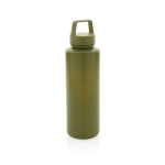 Branded recycled plastic bottle with handle, 500 ml dark green colour