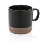 Promotional ceramic mug with original glazed design, 360 ml black colour