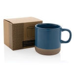 Promotional ceramic mug with original glazed design, 360 ml blue colour