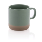 Promotional ceramic mug with original glazed design, 360 ml green colour