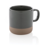 Promotional ceramic mug with original glazed design, 360 ml dark grey colour