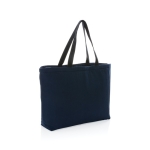 Large cooler bag in recycled canvas with logo, 285 g/m² navy-blue colour