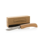 High-quality folding knife in wood and stainless steel wood colour