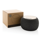 Bluetooth speaker in bamboo and recycled PET, clear sound dark grey colour