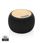 Bluetooth speaker in bamboo and recycled PET, clear sound dark grey colour